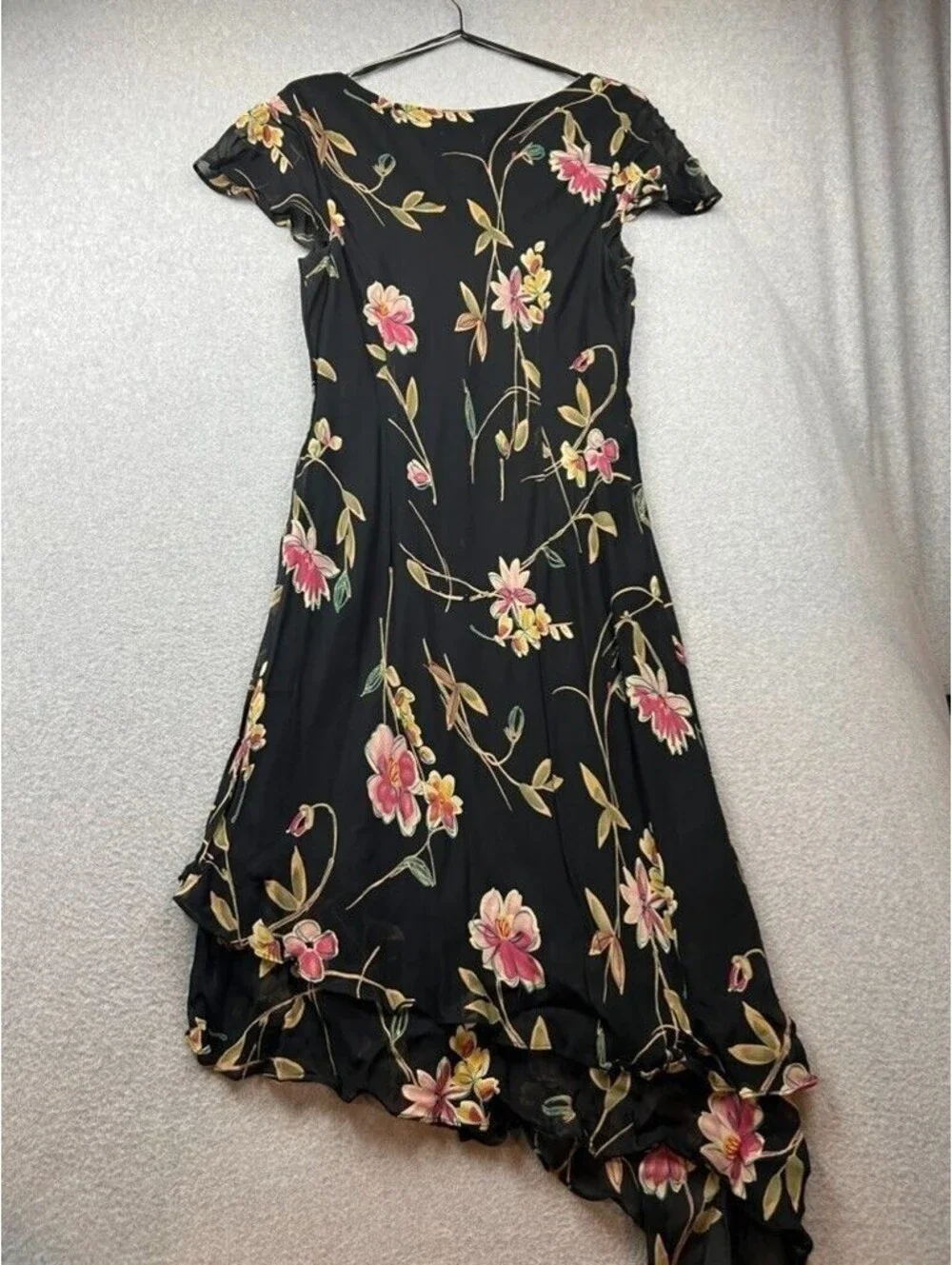 Vintage Talbots Midi Dress Womens 14 Floral Whimsygoth Asymmetrical Romantic